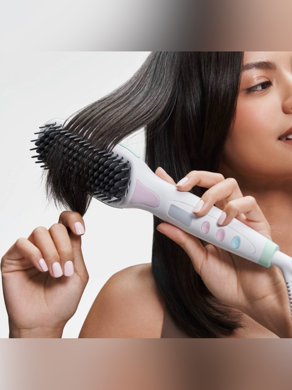 Mane Electric Hot Straightening Brush - White/Pink